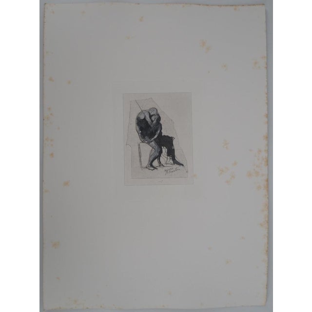 Auguste Rodin (1840-1917) (after) Icarus and Phaeton Heliogravure reworked with drypoint and enhanced with watercolor On...