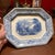 Antique English Blue Transfer Ironstone Octagonal Platter, River and Castle Scene, Circa Mid-19th Century A handsome and...