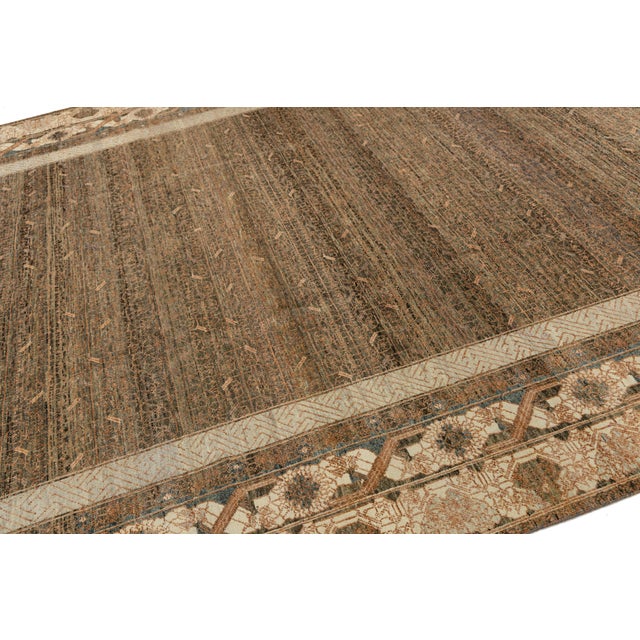 2010s 9 X 12 Modern Khotan Style Wool Rug Handmade in Brown With Allover Pattern For Sale - Image 5 of 9