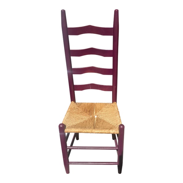 Late 20th Century Purple Wooden Ladder Back Chair For Sale