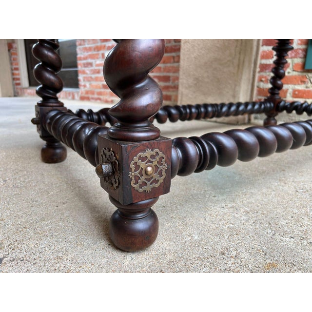 Antique Portuguese Rosewood Library Writing Table Barley Twist Console C1790 For Sale - Image 14 of 18