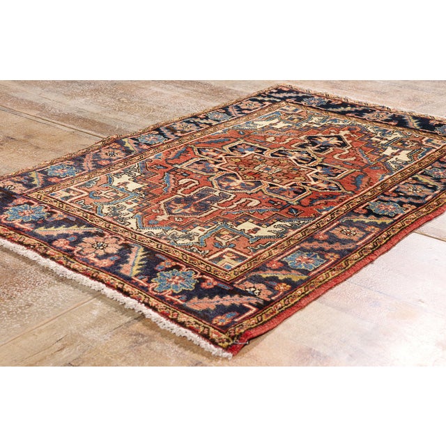 Red Vintage Persian Heriz Rug, 02'08 X 04'04 For Sale - Image 8 of 10