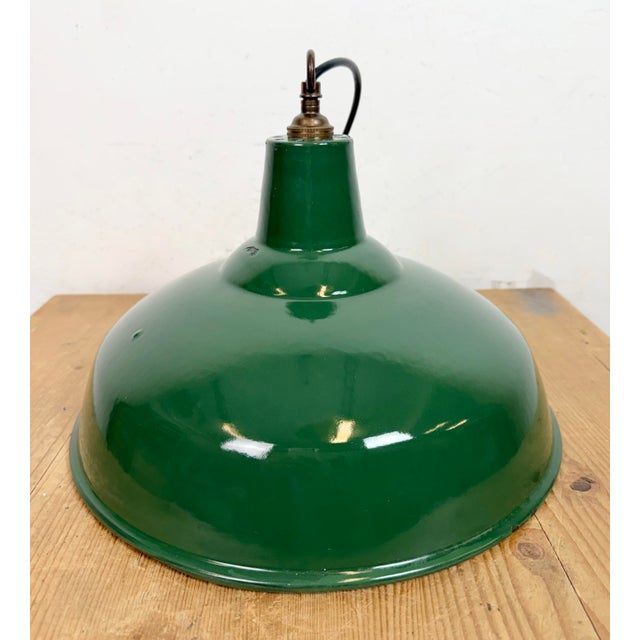 Industrial British Green Enamel Factory Pendant Lamp, 1960s For Sale - Image 16 of 18