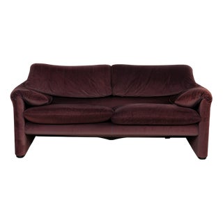 Maralunga Fabric Two-Seater Red Blue Sofa from Cassina For Sale