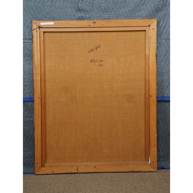 Vintage Vincent Van Gogh Portrait Oil Painting on Burlap Signed Framed For Sale - Image 4 of 13