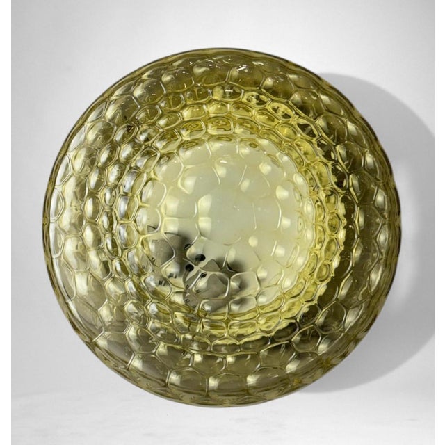 Mid 20th Century Murano Italian Mid-Century Manufacture Amber Bubble Glass Ceiling Mount For Sale - Image 4 of 18