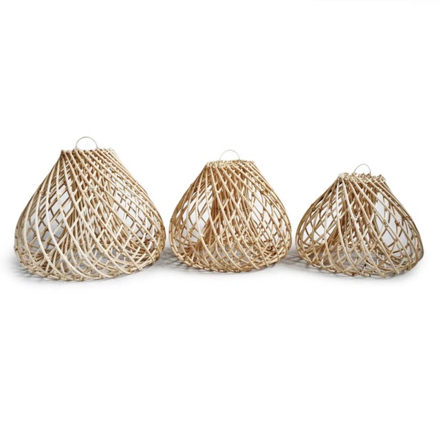 Contemporary Rattan Java Drop Pendant Light Medium For Sale In Los Angeles - Image 6 of 12