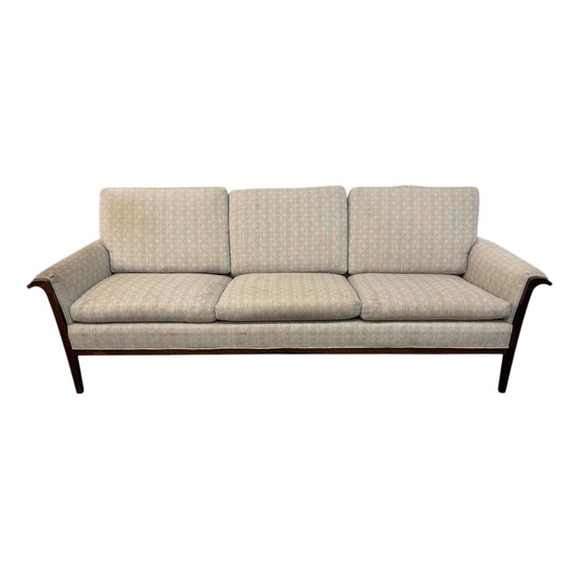 Mid-Century Danish Modern Rosewood Upholstered Sofa For Sale