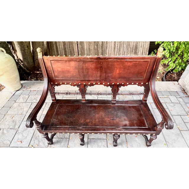 Late 18th Century Spanish Leather Bench For Sale - Image 11 of 12