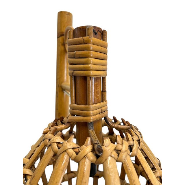 Wood Bamboo and Rattan Wall Lamp in the style of Louis Sognot, 1960s For Sale - Image 7 of 10