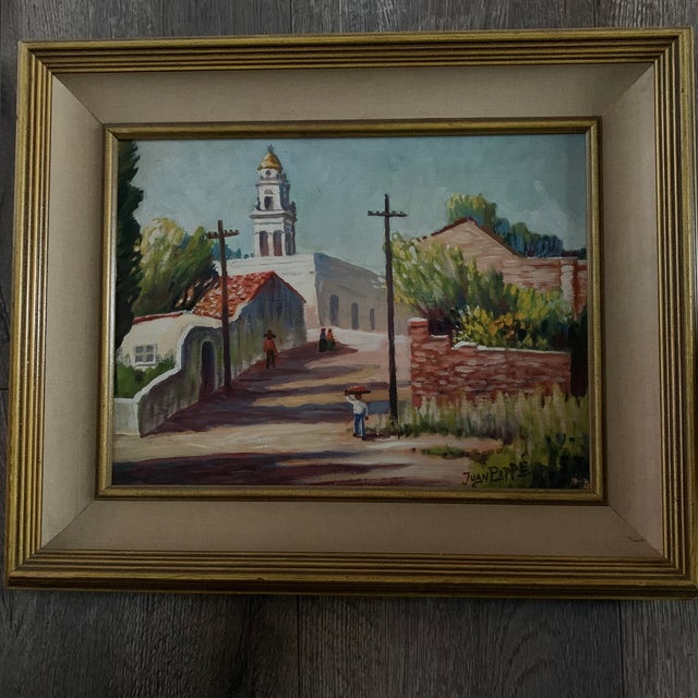 Original Oil Painting, signed by artist Juan Poppe rally 1950’s size 9x12. No.7 Canvas Panel