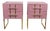 Italian Pink Murano Glass Nightstand with Brass and Gray Velvet from Justfurnituress SRL, Set of 2 For Sale