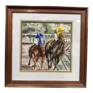 1950s The Race - Signed Watercolor For Sale