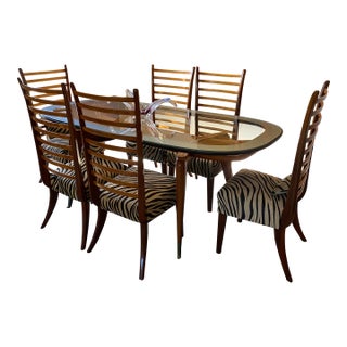Important Italian Mid-Century Dining Table With 6 Chairs Style of Paolo Buffa For Sale