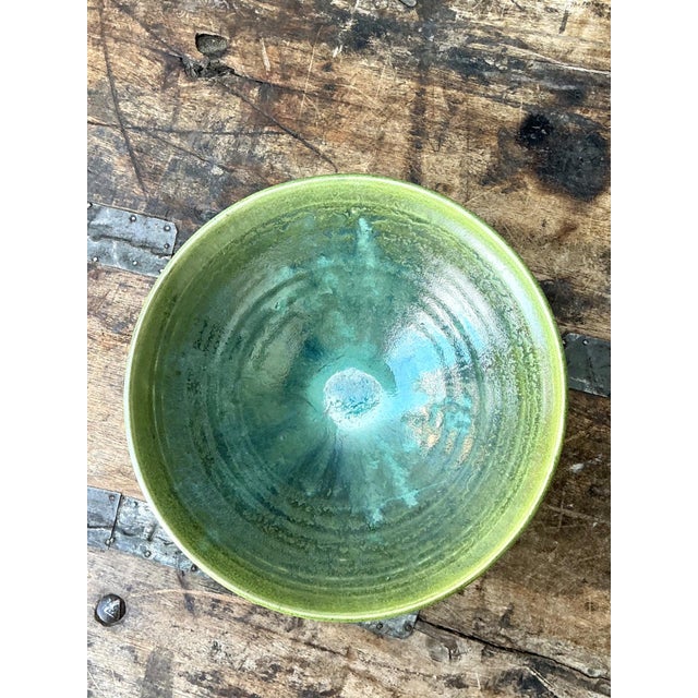 Vintage Studio Pottery Green Bowl For Sale - Image 4 of 15