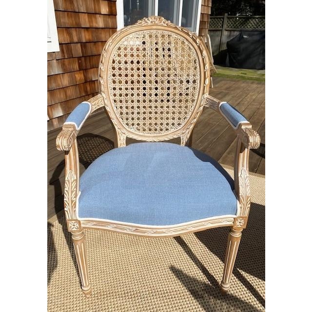 Sky Blue Italian Neoclassical Cane Back Chairs, Set of 6 For Sale - Image 8 of 14