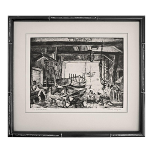 The Old Boat Works Lionel Barrymore Framed Print Black White