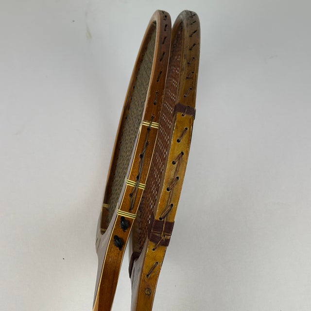 Vintage Wooden Tennis Racquets Tad Imperial & Wilding by Thos. E. Wilson & Co. - A Pair For Sale - Image 9 of 11