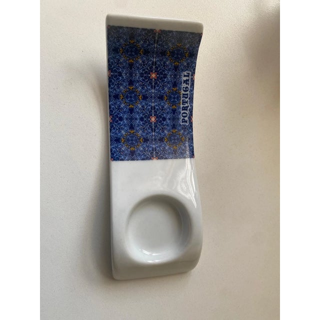 Blue Portugal Azulejo Ceramic Espresso Cup Saucer Tray Set Blue White Souvenir For Sale - Image 8 of 10