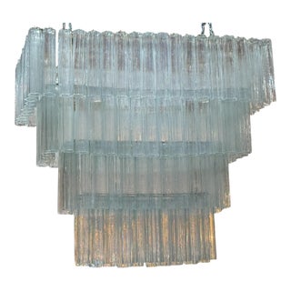 1960s Murano Rectangular Chandelier, 148 "Tiedro" Glass Elements For Sale