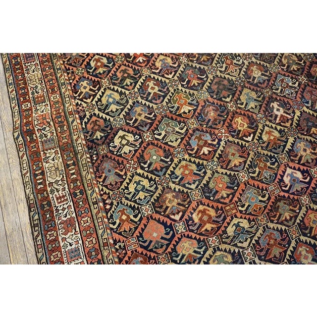 1900s Rustic Blue Navy Tribal Geometric Antique Caucasian Karabagh Wool Rug For Sale - Image 4 of 7