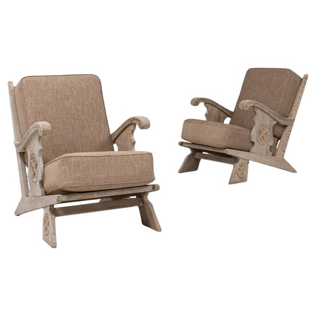 20th Century French Oak Armchairs With Upholstered Seats And Backs - A Pair For Sale - Image 15 of 18