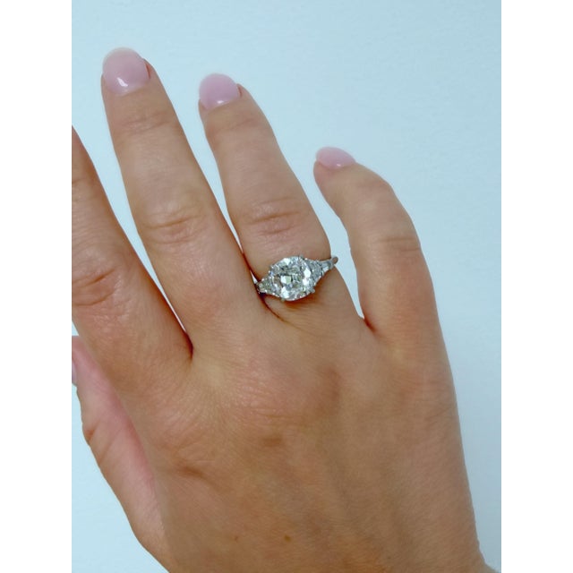2.70 Carat Cushion Brilliant Cut Diamond Engagement Ring, Size 6.75 For Sale In Chicago - Image 6 of 7
