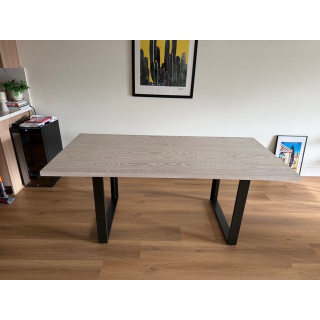 West Elm Tompkins 74-Inch Dining Table - Winter Wood / Steel For Sale In Los Angeles - Image 6 of 9