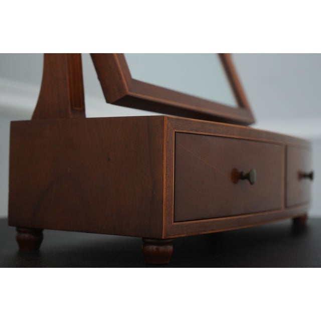 1960s Biggs Inlaid Mahogany 2 Drawer Dresser Shaving Mirror For Sale - Image 10 of 16