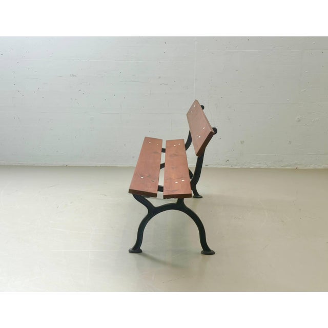 Black Garden Bench with Delicate Cast Iron Frame and Wooden Slats, 1960s For Sale - Image 8 of 18