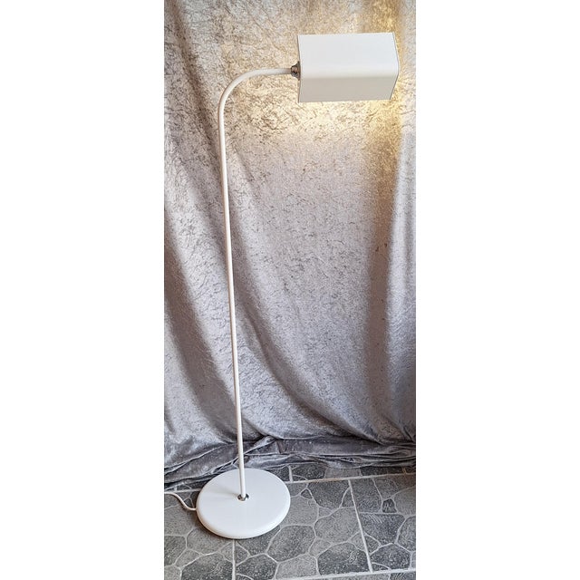 Metal Vintage Floor Lamp in White Metal with Swiveling Reflector, 1980s For Sale - Image 7 of 7