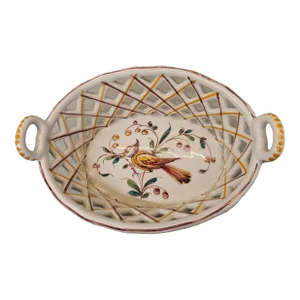 Vintage Outeiro Agueda Hand-Painted Porcelain Bowl Dish From Portugal Bird