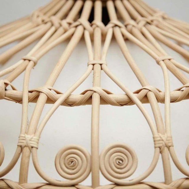 Rustic Traditional Rattan Ceiling Lamp, 1980 For Sale - Image 9 of 10