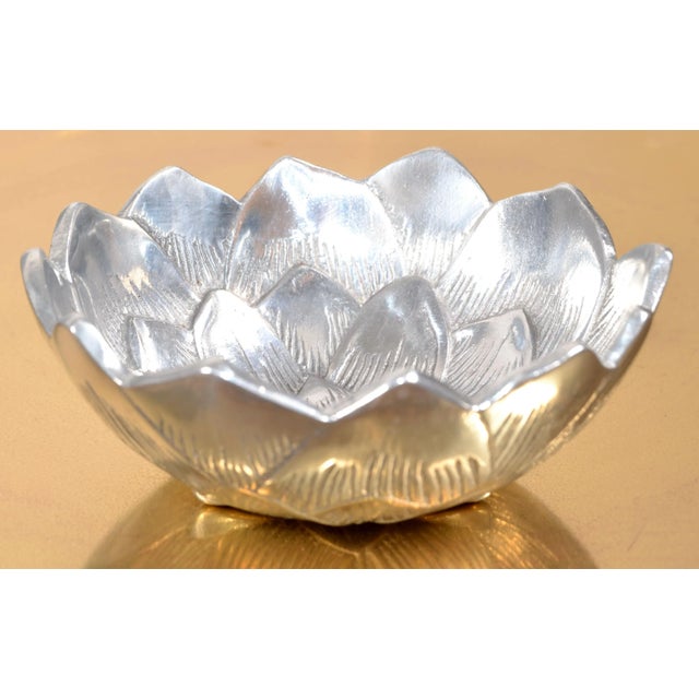 2000s Lotus Arthur Court Post Modern Cast Aluminum Repousse Round Bowl For Sale In Miami - Image 6 of 12