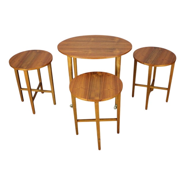 Danish Teak Folding Table with Stools by Poul Hundevad, 1960, Set of 4 For Sale