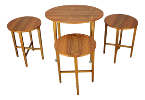 Danish Teak Folding Table with Stools by Poul Hundevad, 1960, Set of 4