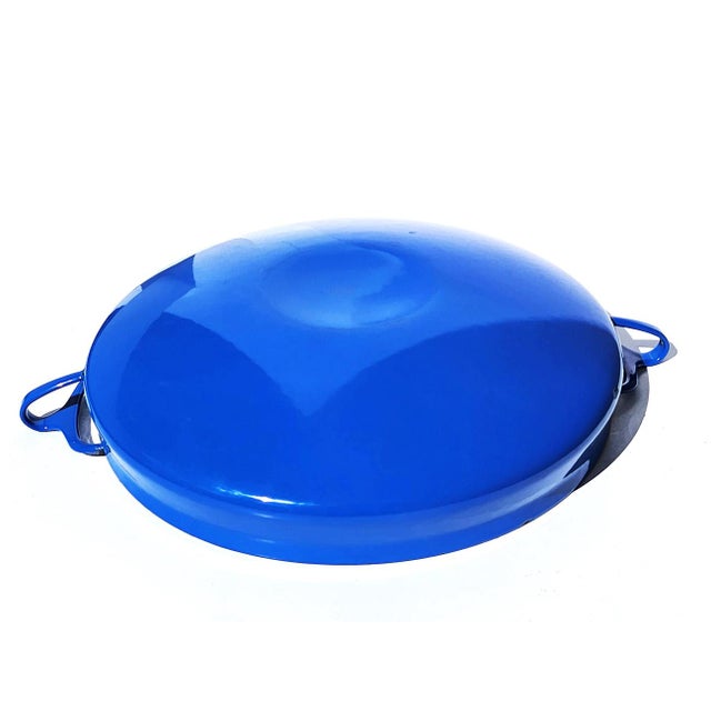 Dansk Vintage Dansk Kobenstyle Blue Enamel Paella Pan Designed by Jens Quistgaard For Sale - Image 4 of 10