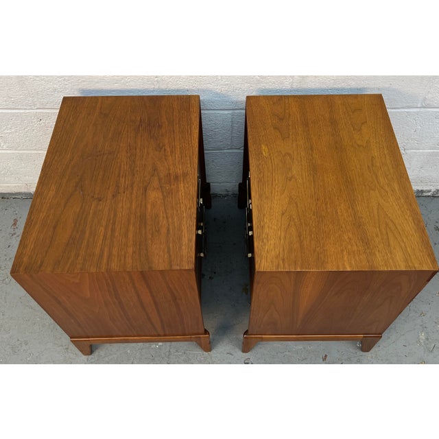Mid-Century Modern Three Drawer Walnut Nightstands, A Pair For Sale - Image 11 of 14
