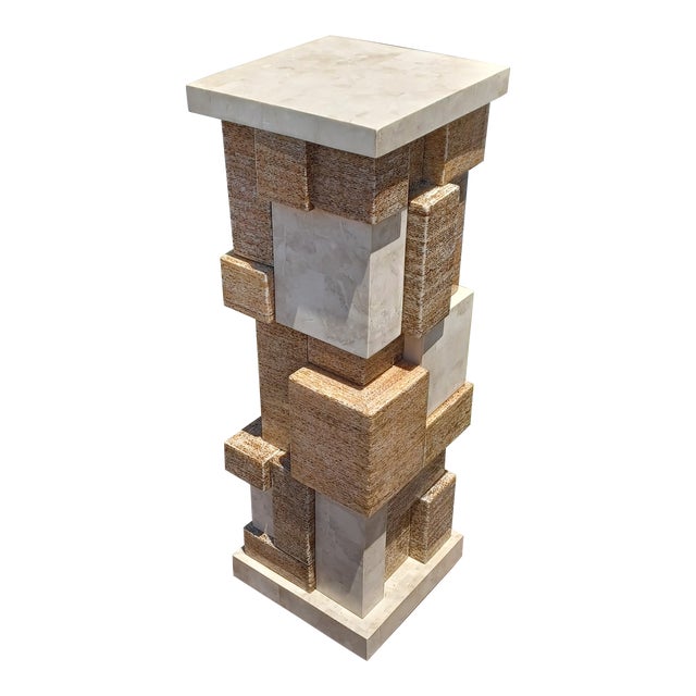 Vintage Postmodern Tesselated Pedestal by Marquis of Beverly Hills For Sale