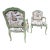 Pair of Custom Botanical Crewelwork Chairs in Green For Sale