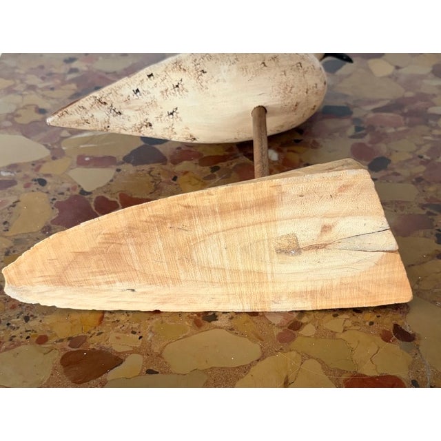 Wood Vintage Hand Carved and Painted Wooden Shorebird, Folk Art For Sale - Image 7 of 7