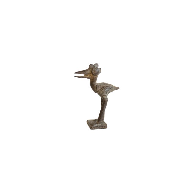 1950s Vintage African Bronze Open Beaked Crowed Stork For Sale - Image 5 of 5