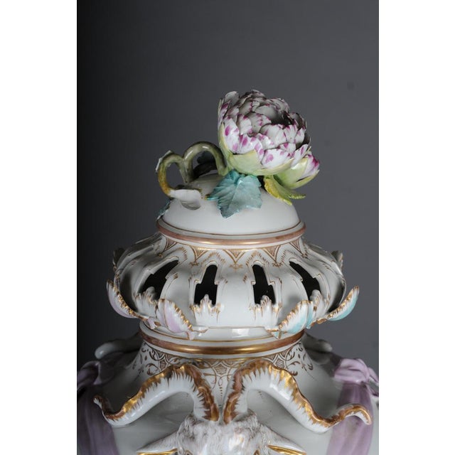Antique Potpourri Vase with Watteau Scenes from KPM Berlin, 1830s For Sale - Image 4 of 18