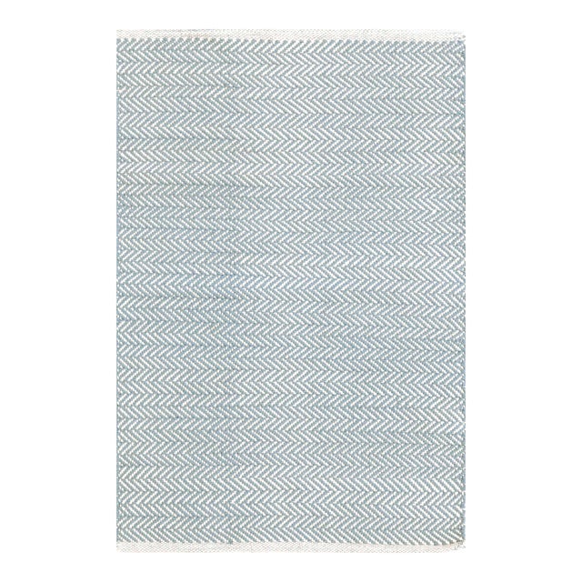 Dash & Albert by Annie Selke Herringbone Swedish Blue Woven Cotton Rug, 9' 6" x 13' 6" For Sale