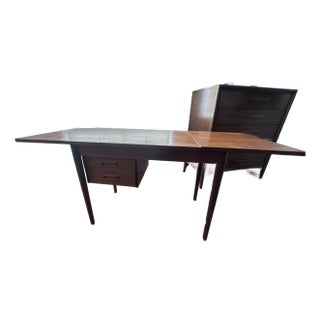 Mid Century Danish Modern Teak Drop-Leaf Executive Desk, 1960s For Sale