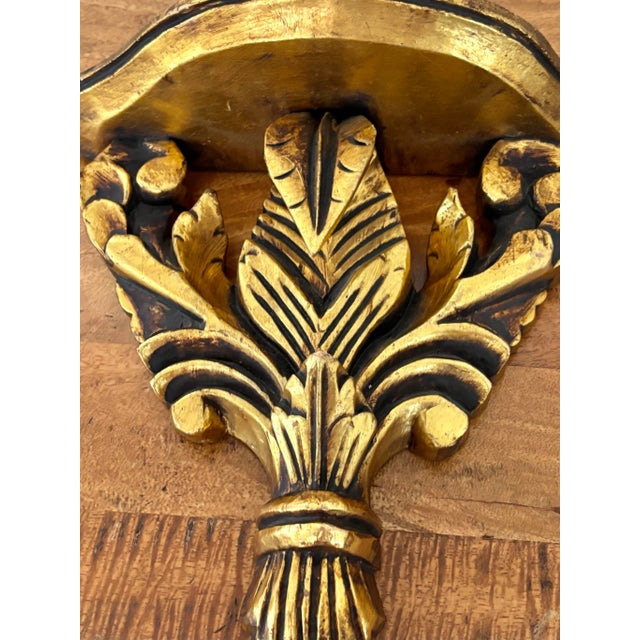 Mid 20th Century Italian Giltwood Wall Bracket Shelves - A Pair For Sale - Image 6 of 11