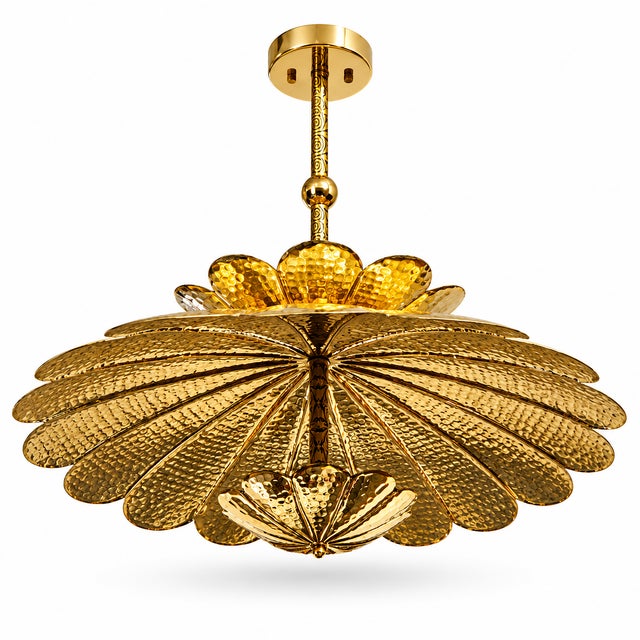 Handmade Brass Flower Ceiling Light – Sculptural Floral Chandelier Bring timeless elegance and artistic beauty into your...