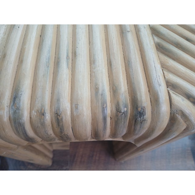 Wood Vintage Split Reed Bamboo Waterfall Coffee Table For Sale - Image 7 of 9