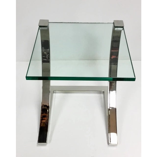Contemporary Contemporary Polished Nickel and Glass Side Table For Sale - Image 3 of 6
