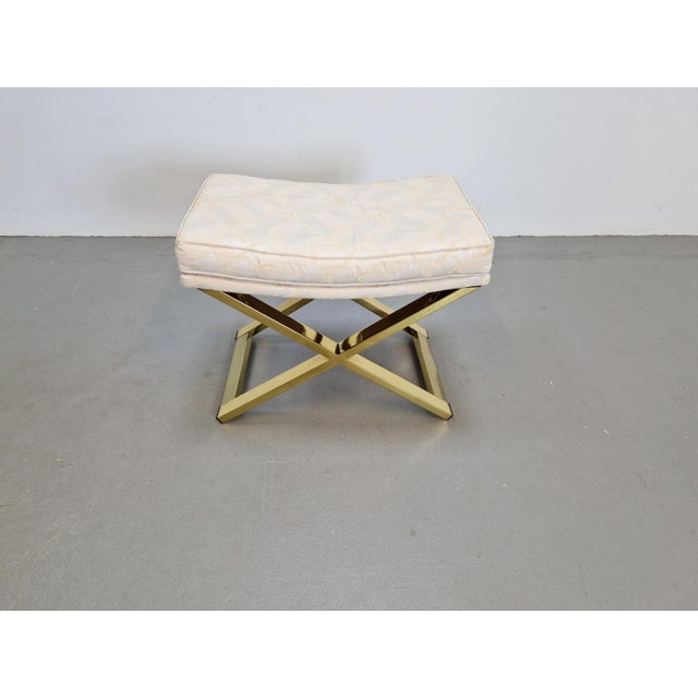 Vintage Regency Brass Cross Stool, Italy, 1970s For Sale - Image 9 of 11